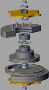 energy wheel exploded view with gray background
